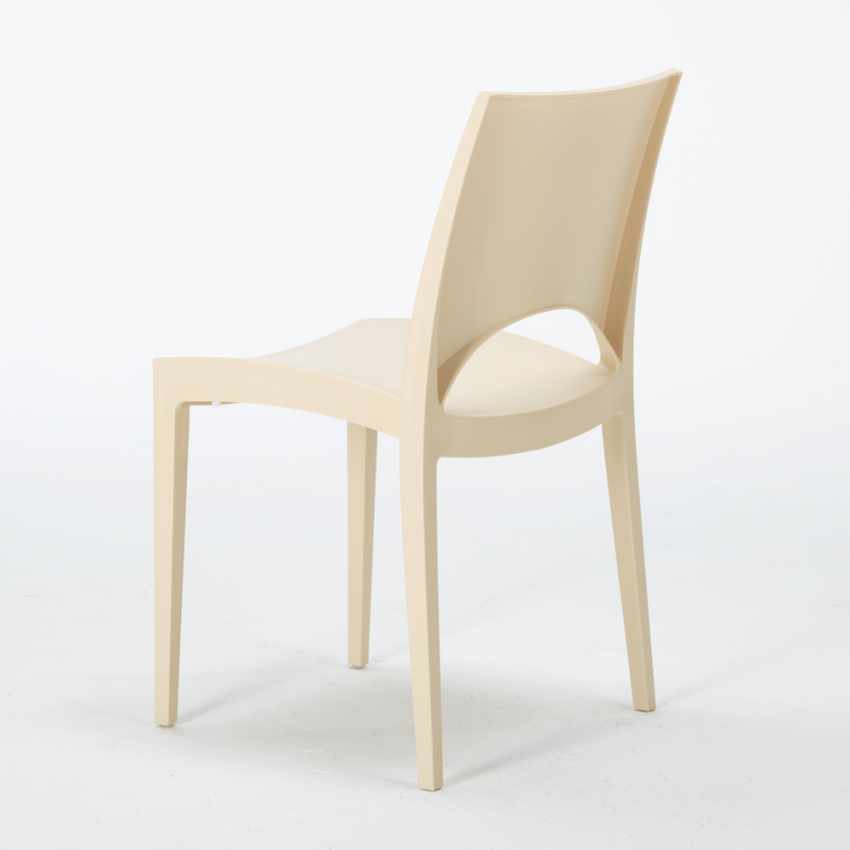 Table Carrée Blanche 90x90cm collection Avec 4 Chaises Colorées Grand Soleil Set Extérieur