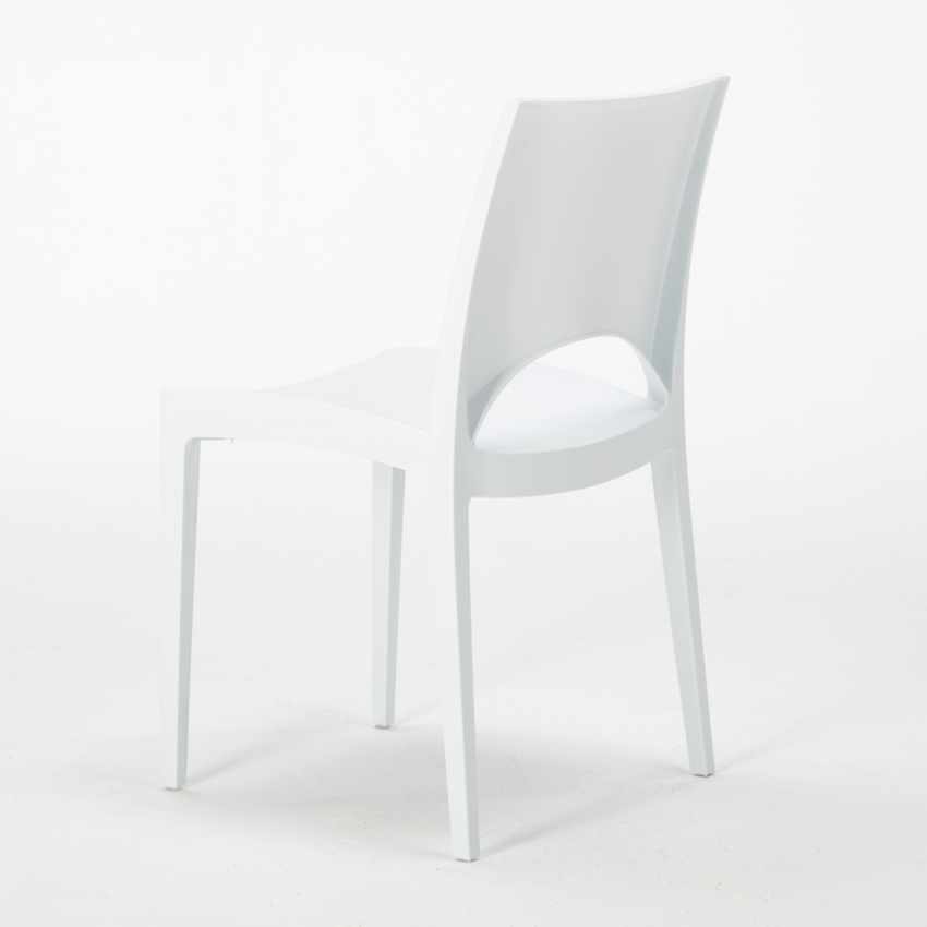 Table Carrée Blanche 90x90cm Avec 4 Chaises Colorées Grand économies Soleil Set Extérieur