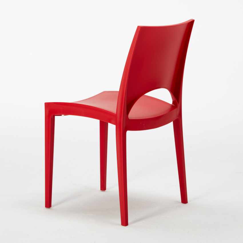 Table Carrée Blanche 90x90cm Avec 4 Chaises Colorées Grand Soleil Set en ligne Extérieur