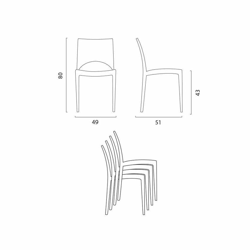 Table Carrée Noire 90x90cm Avec 4 Chaises Colorées Grand Soleil en ligne Set Extérieur Ba