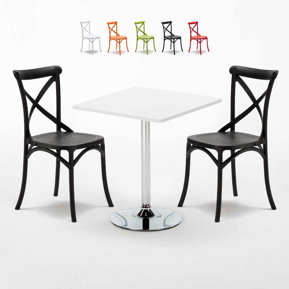 Table de jardin Table de bistrot table de camping table caractéristiques 70x70cm Plastique Table-Blanc