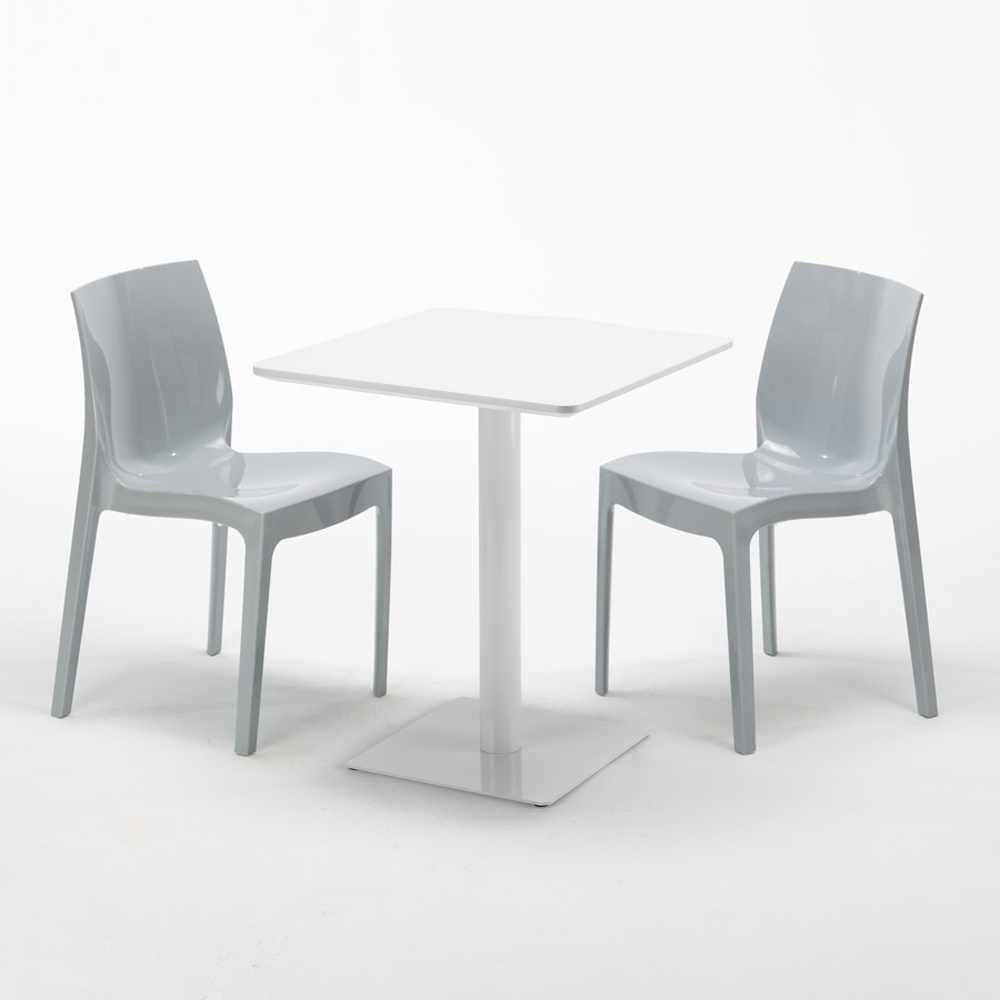 Table Repas Carree Blanche Bois D Acacia 80 Cm Milano Table En