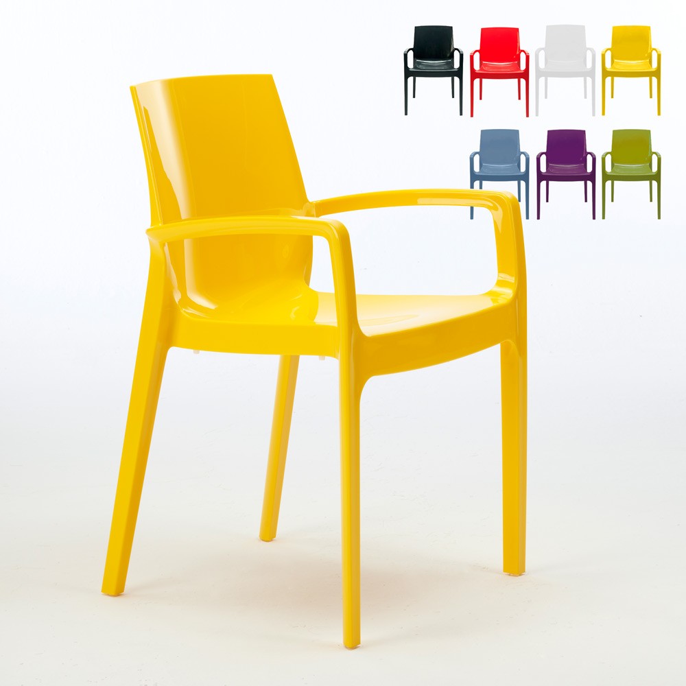 Chaise empilable en polypropylène avec accoudoirs pour salle à manger