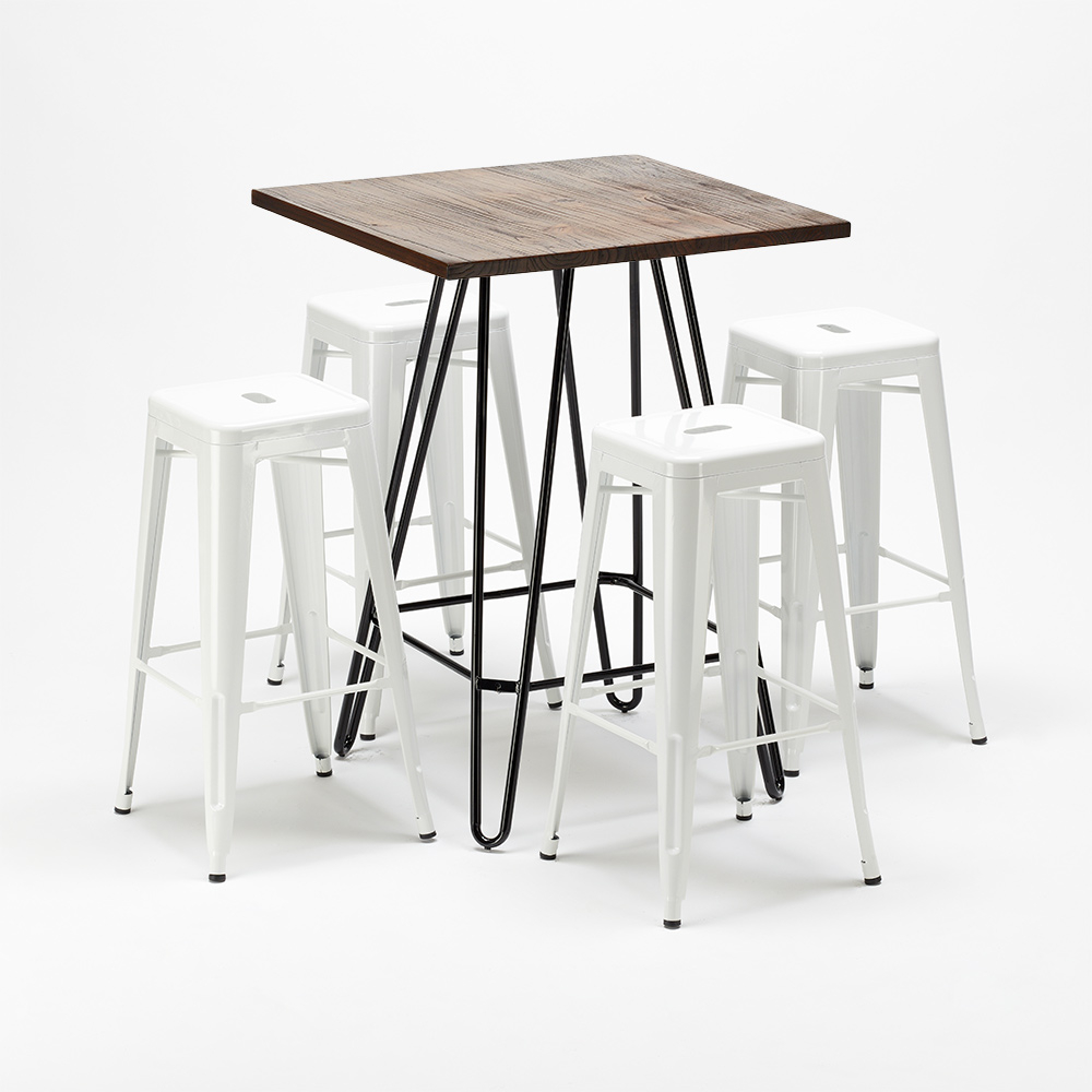 Kips Bay Ensemble Table Haute Et 4 Tabourets Style Industriel Tolix