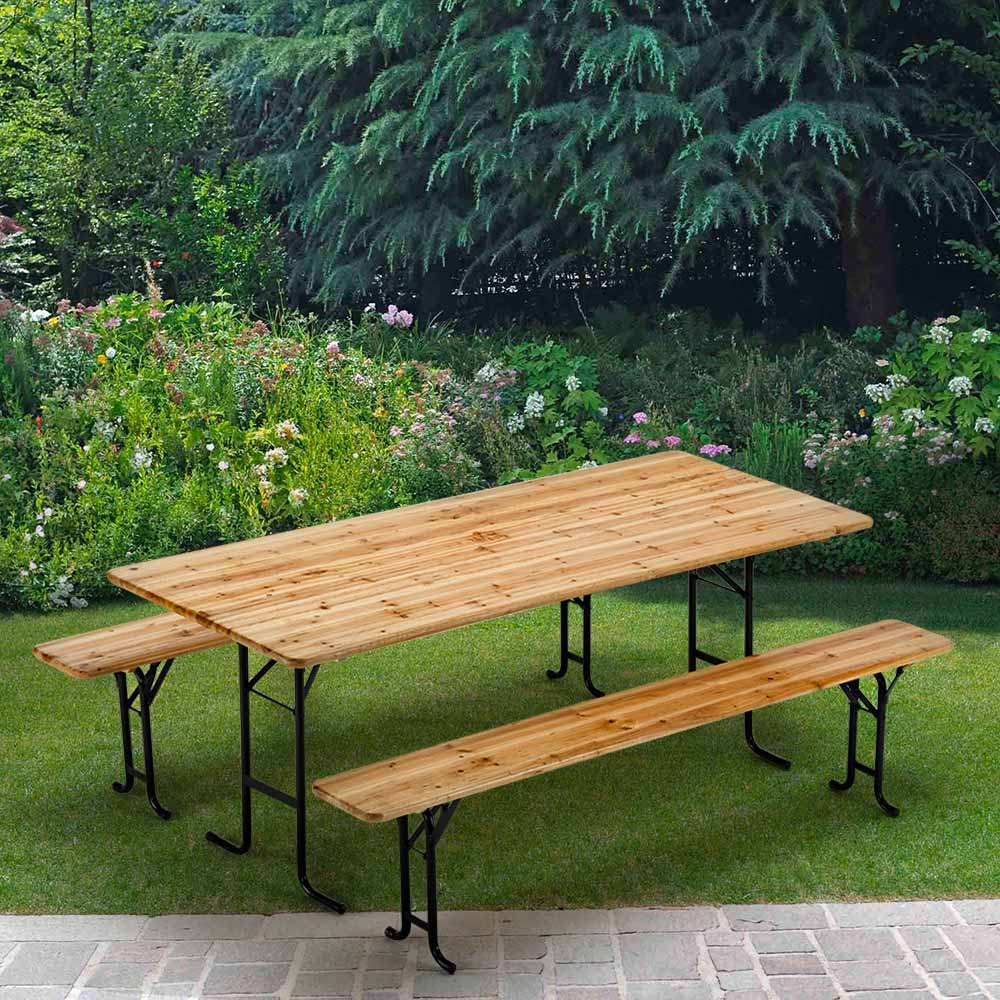 Table de brasserie bancs en bois jardin pliant festival 220x80