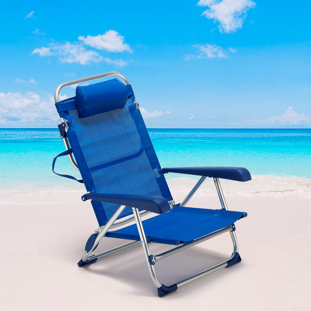 Chaise transat de plage pliante avec accoudoirs mer ...
