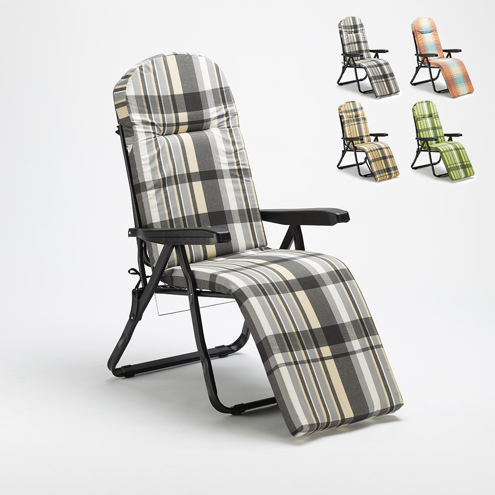 Chaise longue de jardin pliante rembourrée en acier OLDSCHOOL