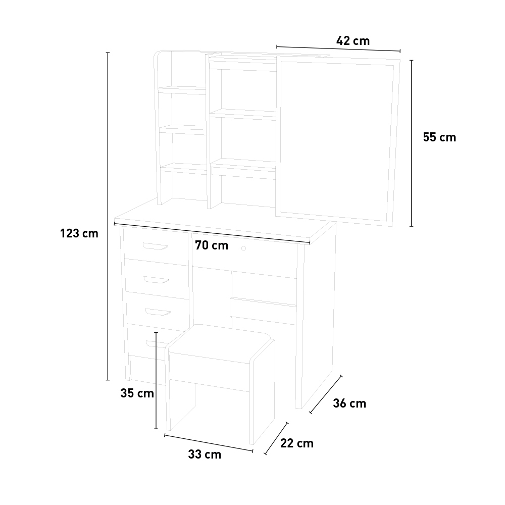 LLB LIVING LIFE BED - Miroir de coiffeuse mobile avec éclairage